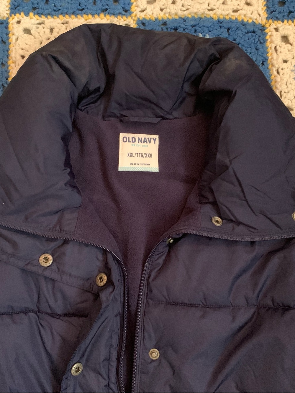 Old Navy Navy Woman’s Puffer Jacket with High Collar